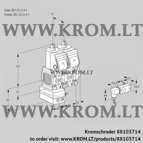 Kromschroder VCG 1T20N/20N05FGKNQR/3--4/PPPP, 88103714 air/gas ratio control, 88103714
