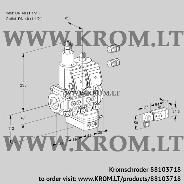 Kromschroder VCD 2E40R/40R05LD-100WR3/3-PP/PPPP, 88103718 pressure regulator, 88103718