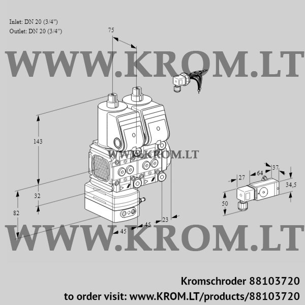 Kromschroder VCG 1E20R/20R05FGKNWR/-3PP/PPPP, 88103720 air/gas ratio control, 88103720