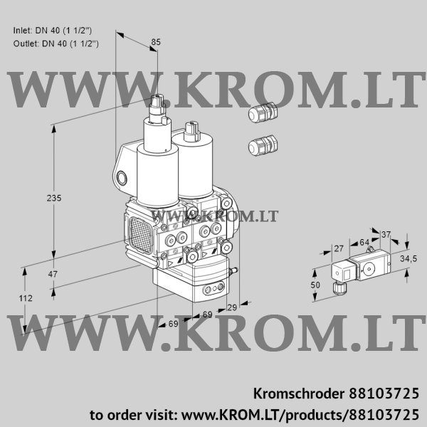 Kromschroder VCD 2E40R/40R05FLD-100WL3/2-PP/PPPP, 88103725 pressure regulator, 88103725