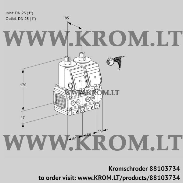 Kromschroder VCS 2E25R/25R05FNNWR/PPPP/PPPP, 88103734 double solenoid valve, 88103734