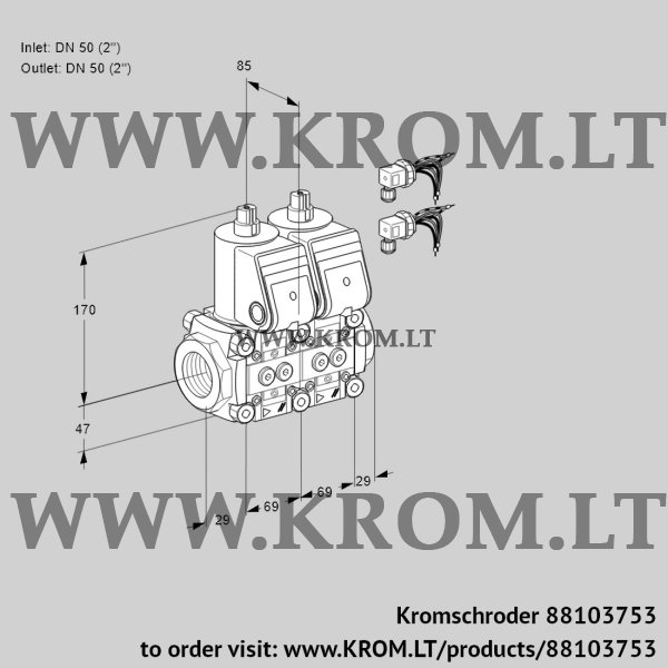 Kromschroder VCS 2E50R/50R05NNWR6/PPPP/PPPP, 88103753 double solenoid valve, 88103753