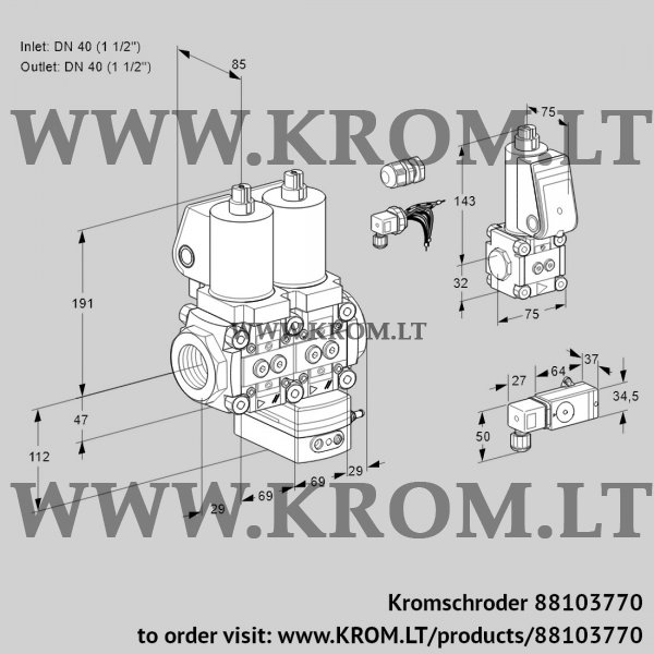 Kromschroder VCG 2E40R/40R05NGEWSL8/PPBS/PP3-, 88103770 air/gas ratio control, 88103770