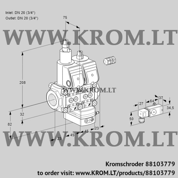 Kromschroder VCD 1E20R/20R05LD-25WR/2--3/MMMM, 88103779 pressure regulator, 88103779