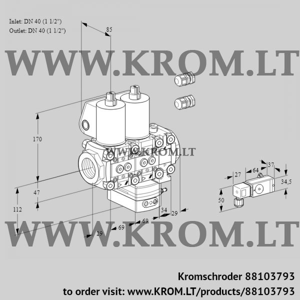 Kromschroder VCG 2E40R/40R05NGEVWL3/-3PP/PPPP, 88103793 air/gas ratio control, 88103793
