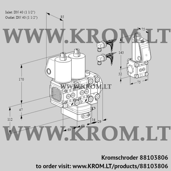 Kromschroder VCG 2E40R/40R05FNGEVQL6/PPBS/PPPP, 88103806 air/gas ratio control, 88103806