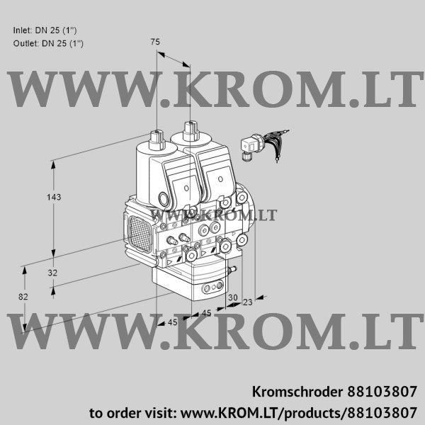 Kromschroder VCH 1E25R/25R05FNHEVWR/MMPP/PPPP, 88103807 flow rate regulator, 88103807