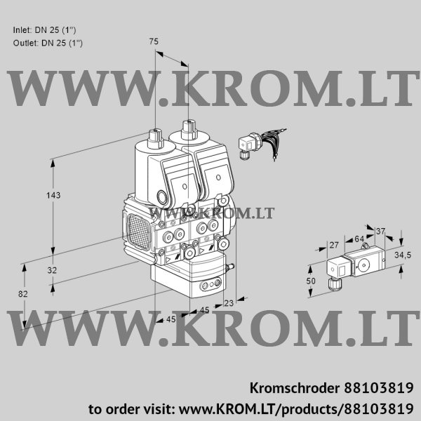 Kromschroder VCV 1E25R/25R05FNVKWR/2-PP/PPPP, 88103819 air/gas ratio control, 88103819