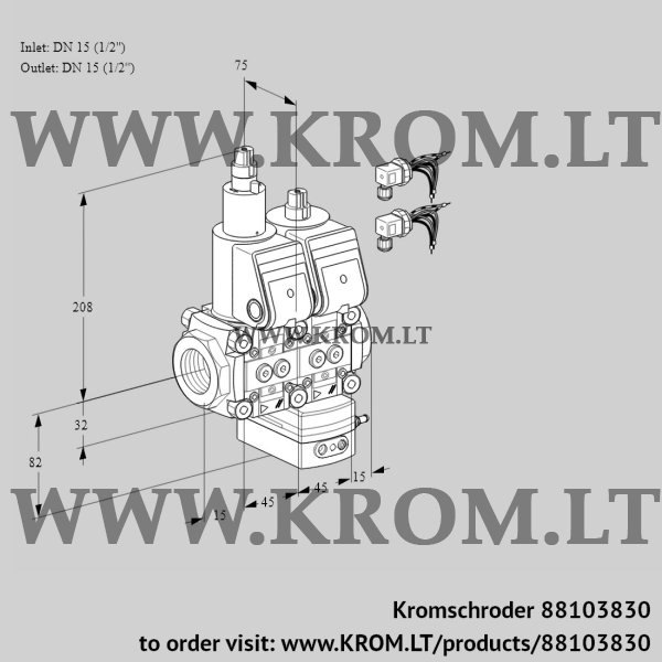 Kromschroder VCD 1E15R/15R05LD-50WR6/PPPP/PPPP, 88103830 pressure regulator, 88103830