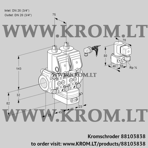 Kromschroder VCG 1E20R/20R05NGEWR/PPPP/PPZY, 88103838 air/gas ratio control, 88103838