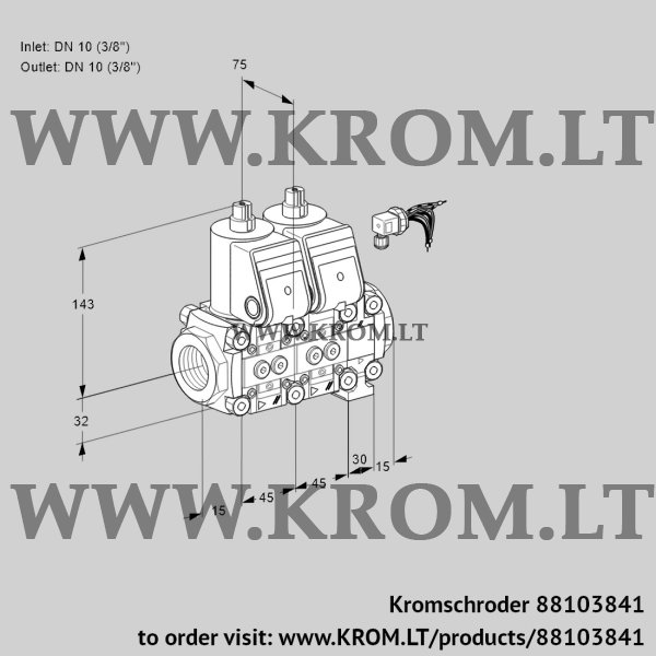 Kromschroder VCS 1E10R/10R05NNVWR/PPPP/PPPP, 88103841 double solenoid valve, 88103841