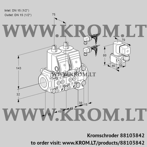 Kromschroder VCS 1E15R/15R05NNVWR6/PPPP/BYPP, 88103842 double solenoid valve, 88103842