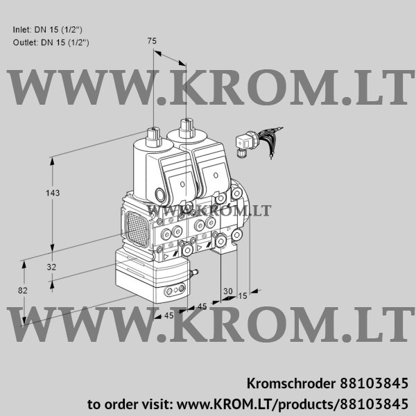 Kromschroder VCD 1E15R/15R05FD-25NVWR/PPPP/PPPP, 88103845 pressure regulator, 88103845