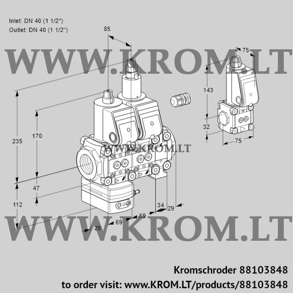 Kromschroder VCD 2E40R/40R05D-50LVWR/PPPP/PPBS, 88103848 pressure regulator, 88103848