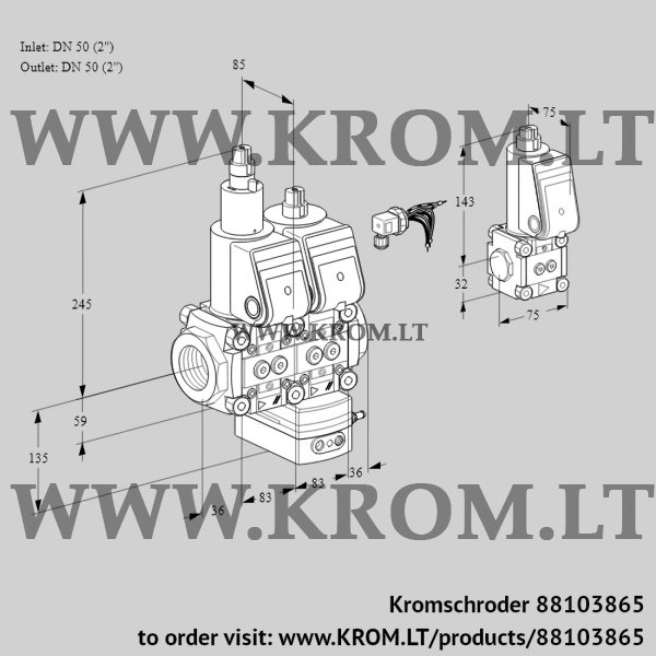 Kromschroder VCG 3E50R/50R05LGEQR/PPPP/PPBS, 88103865 air/gas ratio control, 88103865