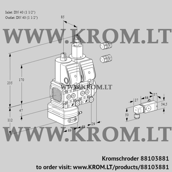 Kromschroder VCD 2E40R/40R05FD-100LWR3/3--3/PPPP, 88103881 pressure regulator, 88103881