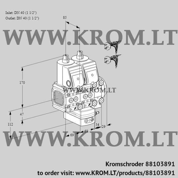 Kromschroder VCH 2E40R/40R05FNHEVWR5/PPPP/PPPP, 88103891 flow rate regulator, 88103891