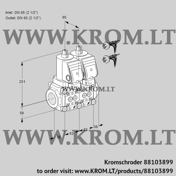 Kromschroder VCS 3E65R/65R05NNWSR7/PPPP/PPPP, 88103899 double solenoid valve, 88103899