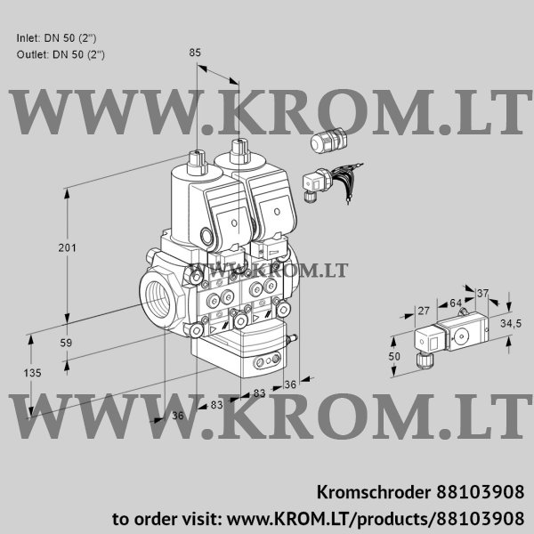 Kromschroder VCG 3E50R/50R05NGEWGR8/-3PP/PP-4, 88103908 air/gas ratio control, 88103908