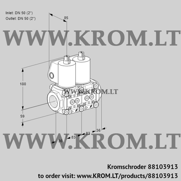 Kromschroder VCS 3T50N/50N05NNQL/PPPP/PPPP, 88103913 double solenoid valve, 88103913