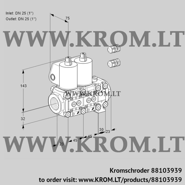 Kromschroder VCS 1E25R/25R05NNVWL3/PPPP/PPPP, 88103939 double solenoid valve, 88103939