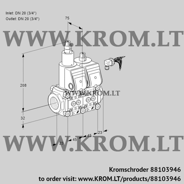 Kromschroder VCS 1E20R/20R05LNWR/PPPP/PPPP, 88103946 double solenoid valve, 88103946