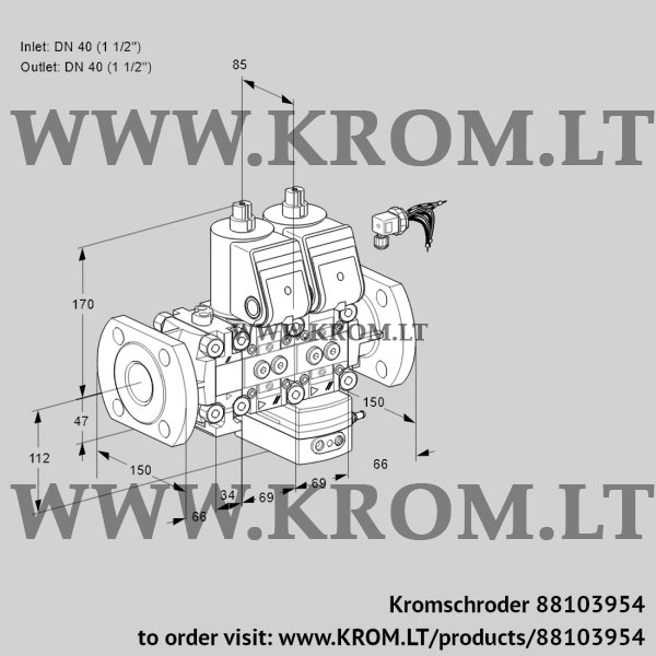 Kromschroder VCV 2E40F/40F05F2NVKWR/PPPP/PPPP, 88103954 air/gas ratio control, 88103954