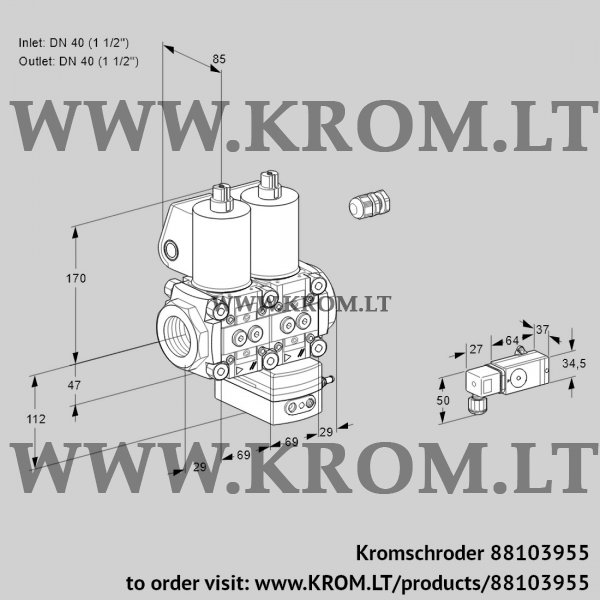 Kromschroder VCG 2E40R/40R05NGKWL/PP3-/2-MM, 88103955 air/gas ratio control, 88103955