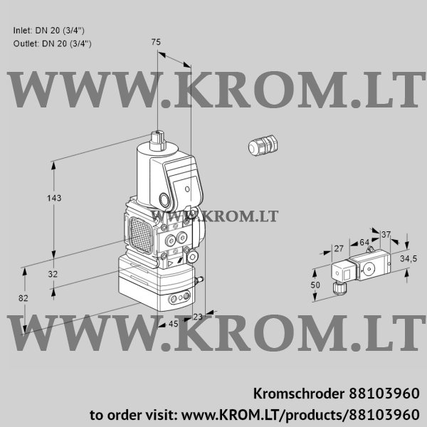 Kromschroder VAD 1E20R/20R05FD-25WR/2-/PP, 88103960 pressure regulator, 88103960