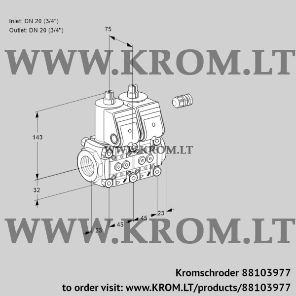 Kromschroder VCS 1E20R/20R05NNQR/PPPP/PPPP, 88103977 double solenoid valve, 88103977