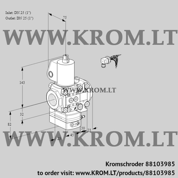 Kromschroder VAH 1E25R/25R05HEVWL/PP/PP, 88103985 flow rate regulator, 88103985