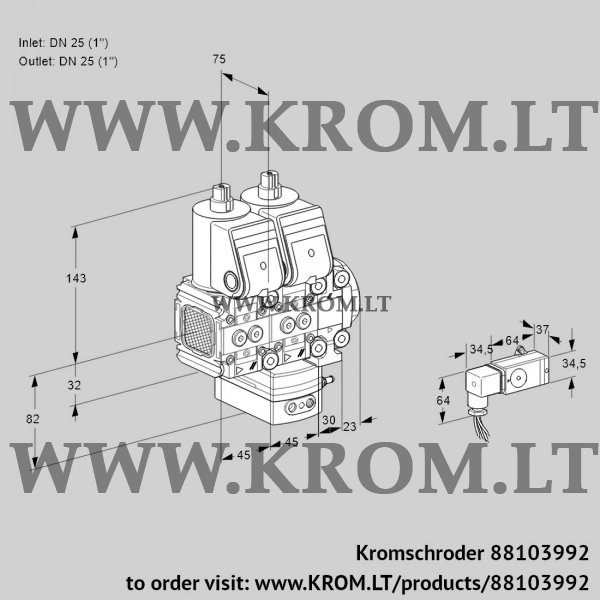 Kromschroder VCG 1T25N/25N05FNGKVQR/2--3/PPPP, 88103992 air/gas ratio control, 88103992