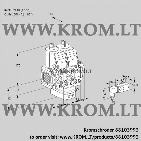 Kromschroder VCG 2T40N/40N05FNGKVQR/2--3/PPPP, 88103993 air/gas ratio control, 88103993