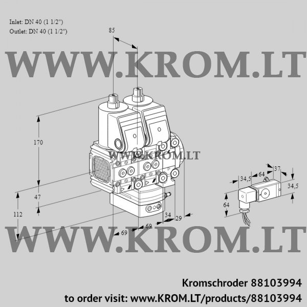 Kromschroder VCG 2T40N/40N05FNGKVQR/2--3/PPPP, 88103994 air/gas ratio control, 88103994