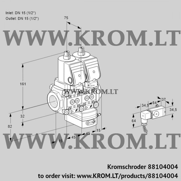 Kromschroder VCG 1T15N/15N05NGAQGR/PPPP/2-PP, 88104004 air/gas ratio control, 88104004