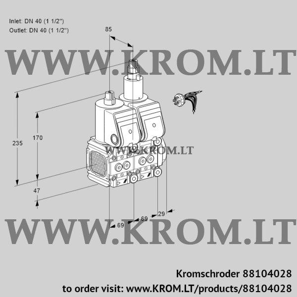 Kromschroder VCS 2E40R/40R05FNLQR/PPPP/PPPP, 88104028 double solenoid valve, 88104028