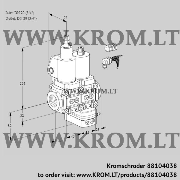 Kromschroder VCD 1E20R/20R05LD-100WSL3/PPPP/PPPP, 88104038 pressure regulator, 88104038