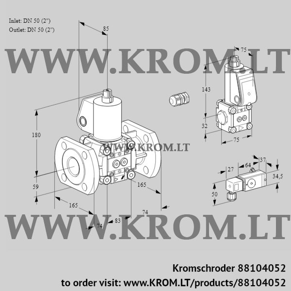 Kromschroder VAS 3E50F/50F05NWL/BS/2-, 88104052 gas solenoid valve, 88104052