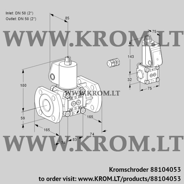 Kromschroder VAS 3E50F/50F05NWL/BS/PP, 88104053 gas solenoid valve, 88104053