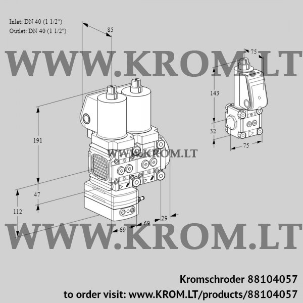 Kromschroder VCD 2T40N/40N05FD-50NKGL/PPZS/PPPP, 88104057 pressure regulator, 88104057