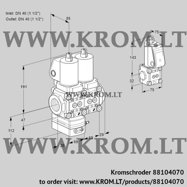 Kromschroder VCD 2T40N/40N05D-50NQSL/PPZS/PPPP, 88104070 pressure regulator, 88104070