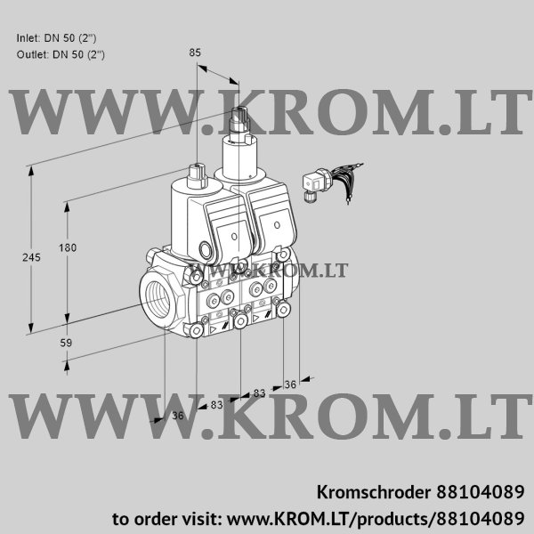 Kromschroder VCS 3E50R/50R05NLWR3/PPPP/PPPP, 88104089 double solenoid valve, 88104089