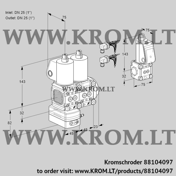 Kromschroder VCD 1E25R/25R05FD-25NWL6/PPZS/PPMM, 88104097 pressure regulator, 88104097