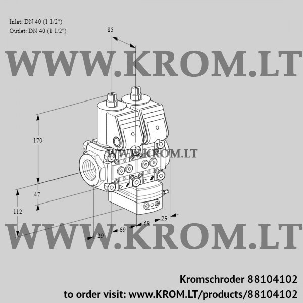 Kromschroder VCG 2E40R/40R05NGEWR/PPPP/PPPP, 88104102 air/gas ratio control, 88104102