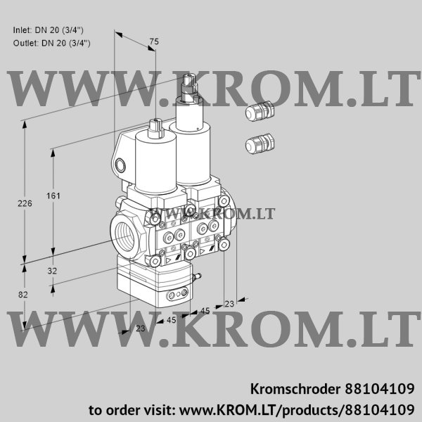 Kromschroder VCD 1E20R/20R05D-100LWSL3/PPPP/PPPP, 88104109 pressure regulator, 88104109