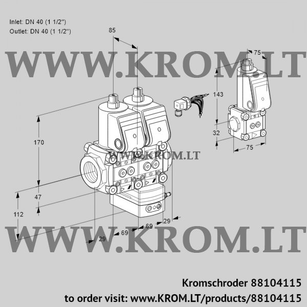 Kromschroder VCG 2E40R/40R05NGEWR/PPPP/PPBS, 88104115 air/gas ratio control, 88104115