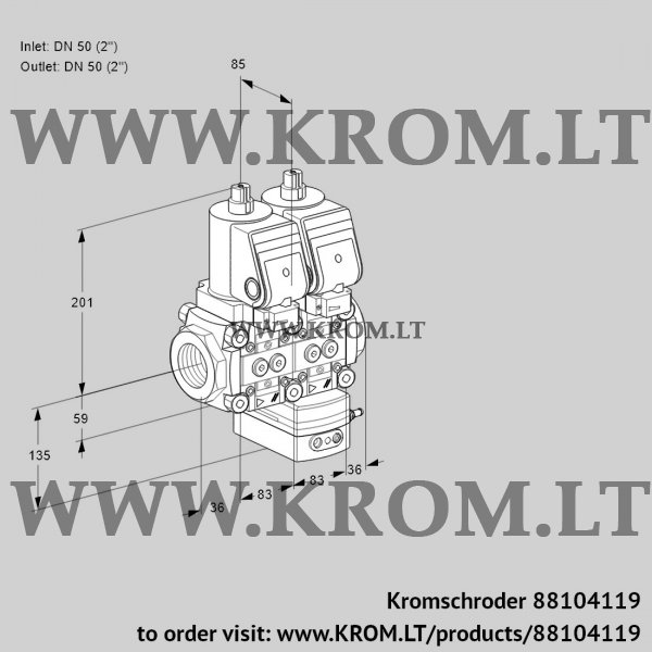 Kromschroder VCD 3T50N/50N05ND-50QGR/PPPP/PPPP, 88104119 pressure regulator, 88104119