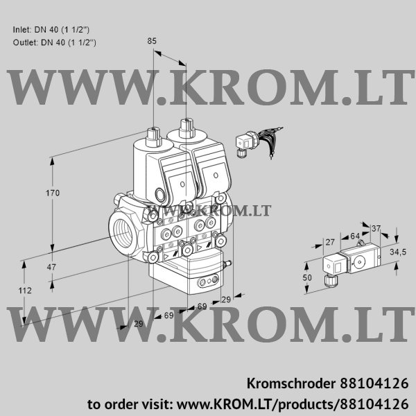 Kromschroder VCG 2E40R/40R05NGEWR/-3PP/PPPP, 88104126 air/gas ratio control, 88104126