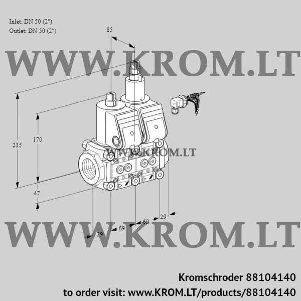 Kromschroder VCS 2E50R/50R05NLWR/PPPP/PPPP, 88104140 double solenoid valve, 88104140