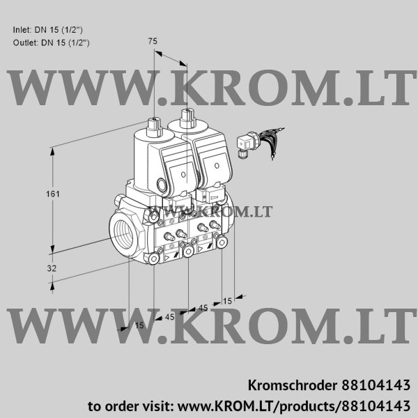 Kromschroder VCS 1E15R/15R05NNWGR/MMMM/PPPP, 88104143 double solenoid valve, 88104143